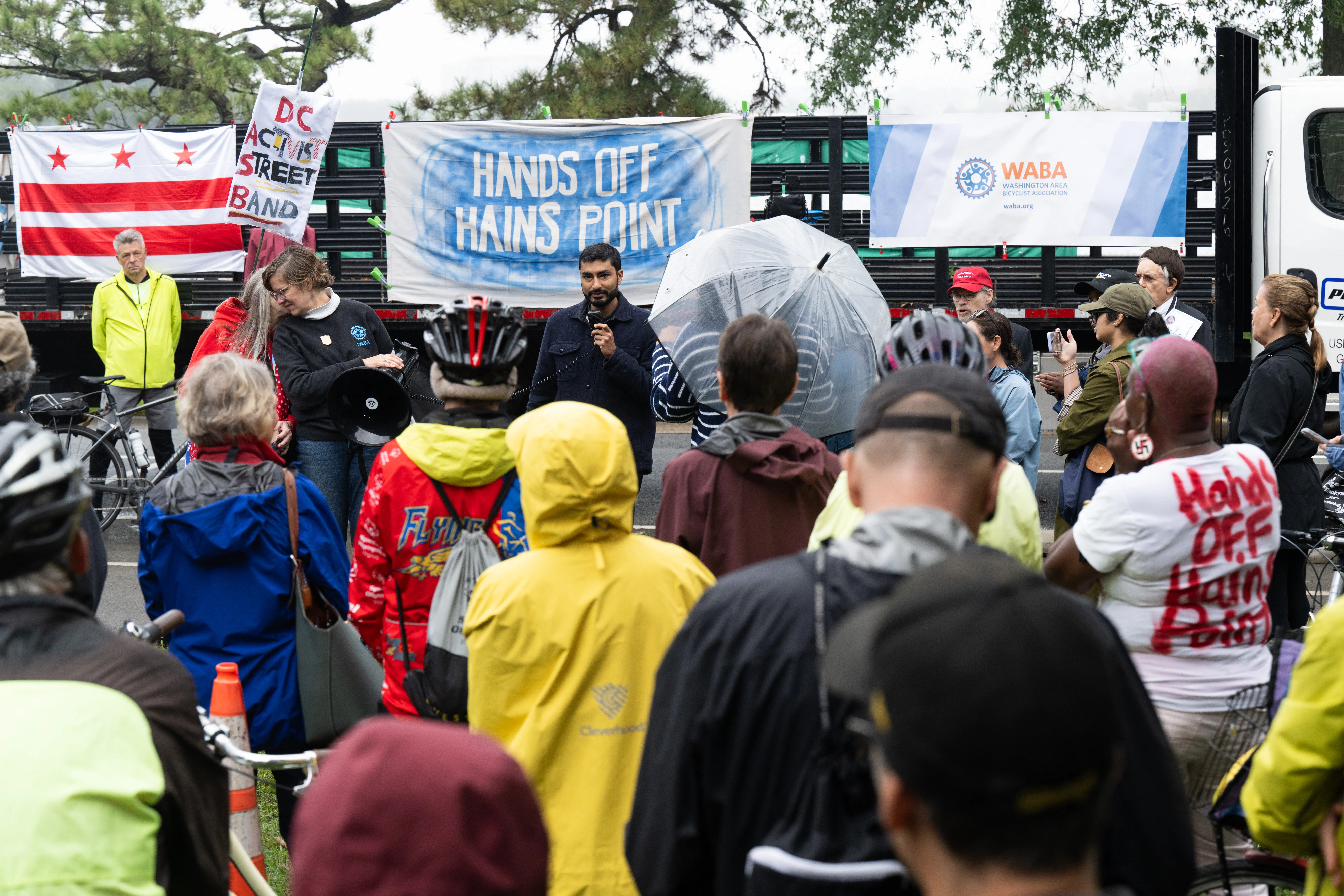 Locals rally against Trump