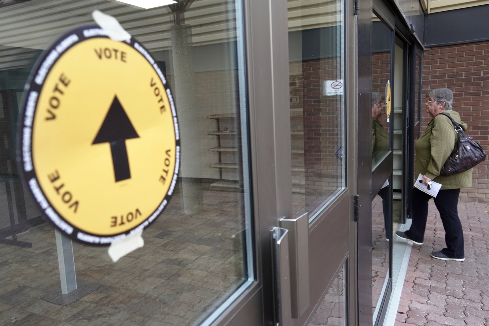A voting location in Wainwright, Alberta, is seen on Monday, Oct. 19, 2026.