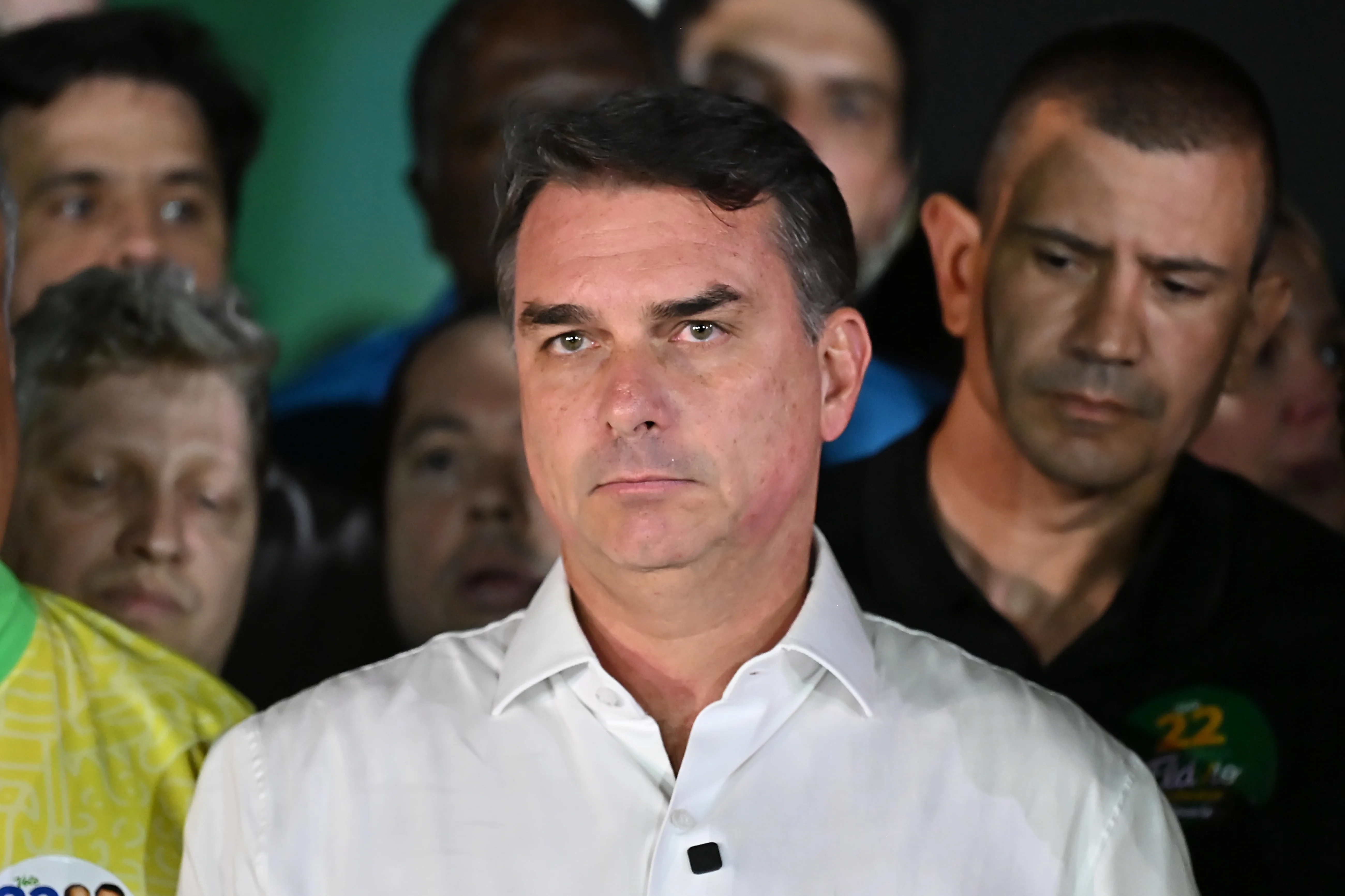 Flávio Bolsonaro reacts after losing Brazil