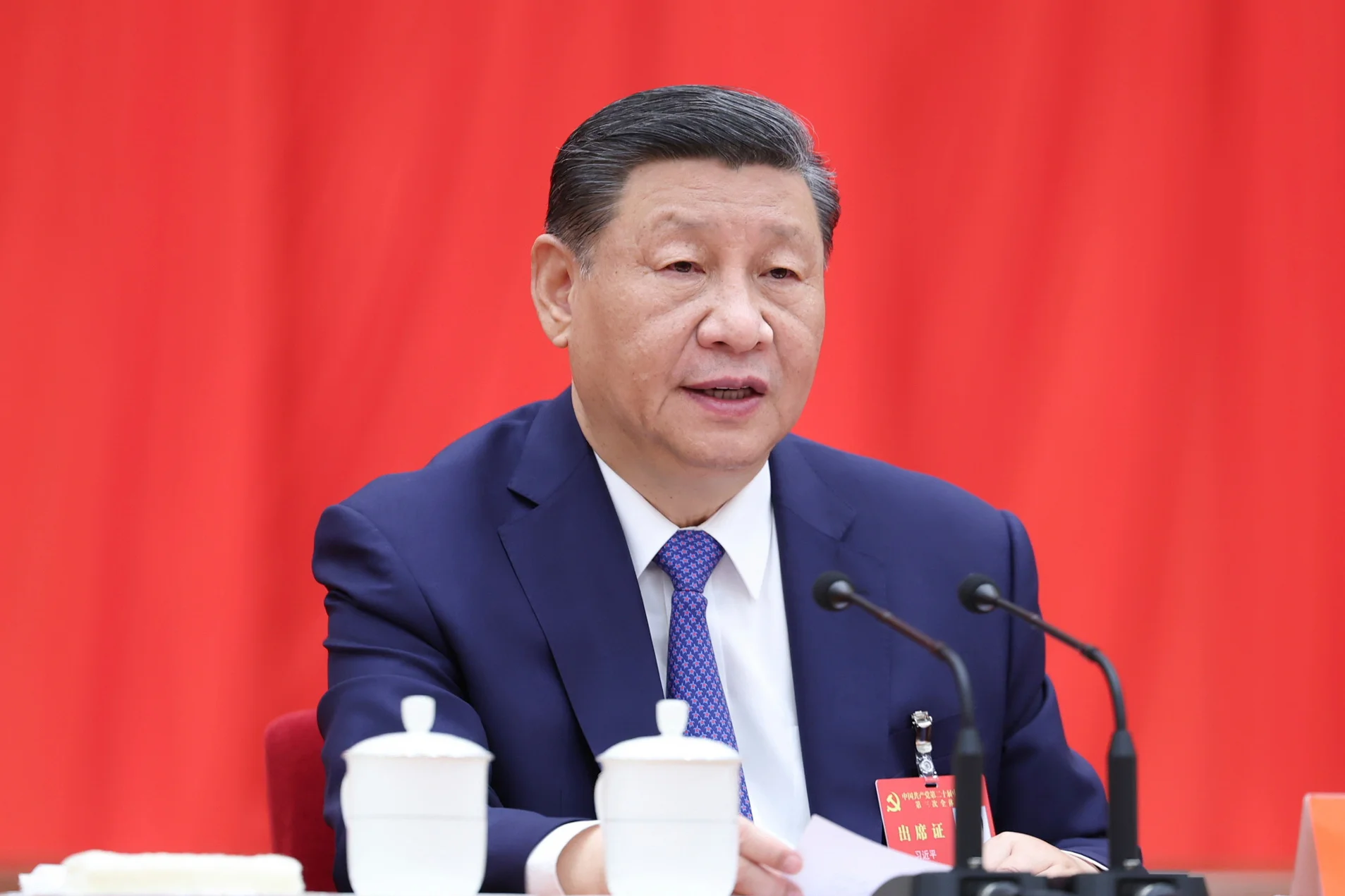 FILE - In this photo released on July 18, 2024, by Xinhua News Agency Chinese President Xi Jinping speaks at the third plenary session of the 20th Communist Party of China (CPC) Central Committee held from July 15 to 18 in Beijing.