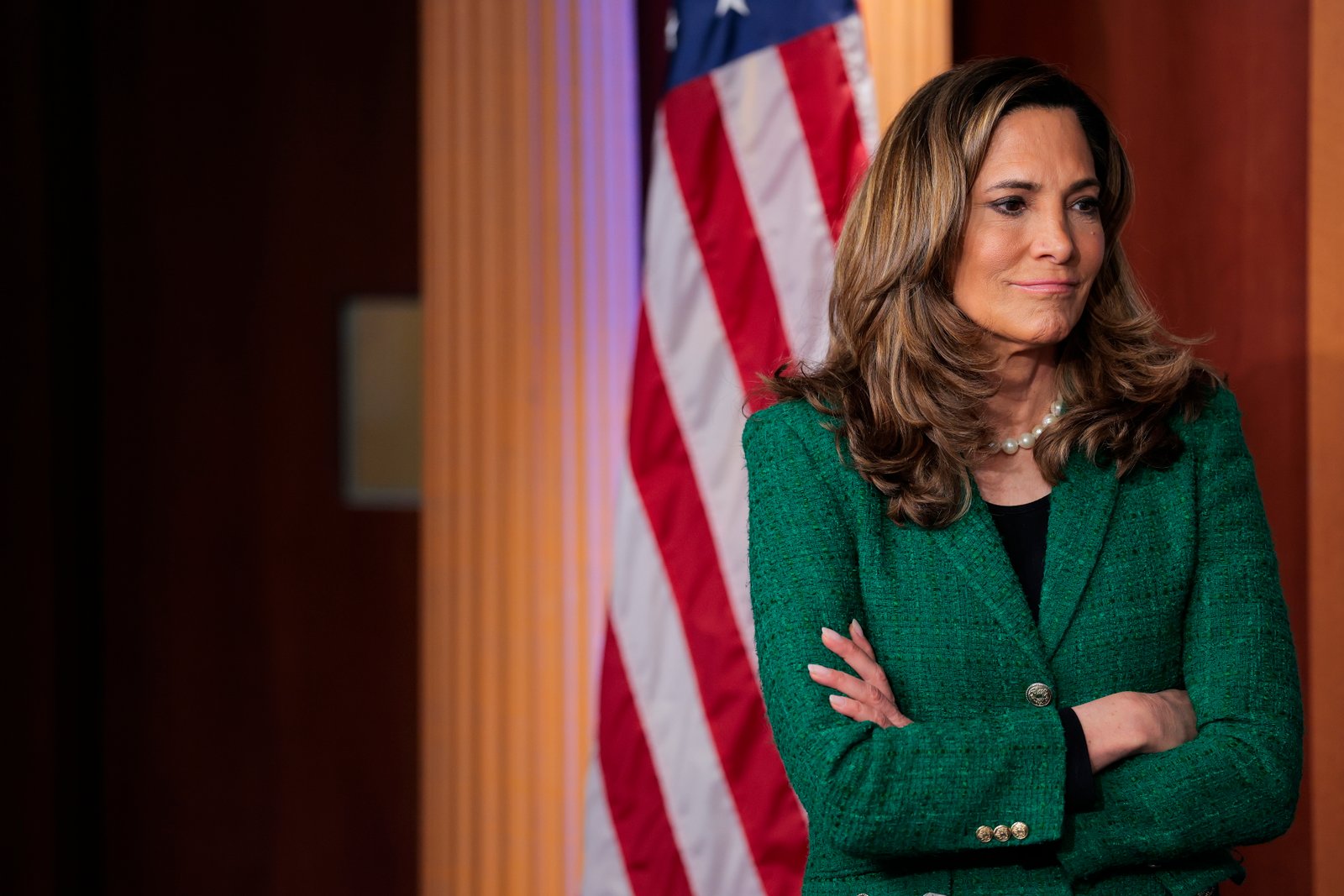 Rep. María Elvira Salazar, R-Fla., looks on during a news conference at the U.S. Capitol on May 20, 2026. Salazar has warned that President Trump
