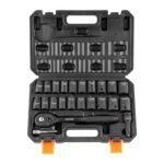 VEVOR 1/2" Drive Impact Socket Set, 23 Piece Socket Set SAE （7/16" -1"）& Metric （13-24mm）6 Point Cr-V Alloy Steel for Auto Repair with Ratchet Handle Rugged Construction Storage Case