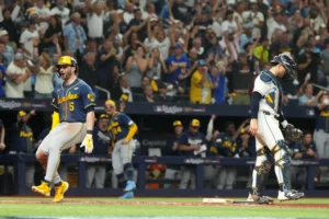Brewers rout the Rays 10-1 to move within a win of their first World Series title