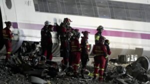 Rescue efforts continue into the night after deadly train collision in Spain